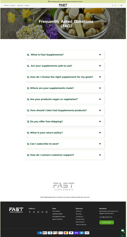 FAQ Page screenshot