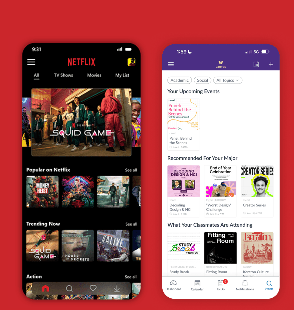 Netflix and Canvas storyboard side-by-side
