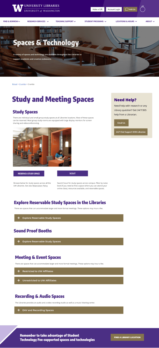 UW Libraries website screenshot