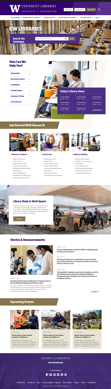UW Libraries website screenshot