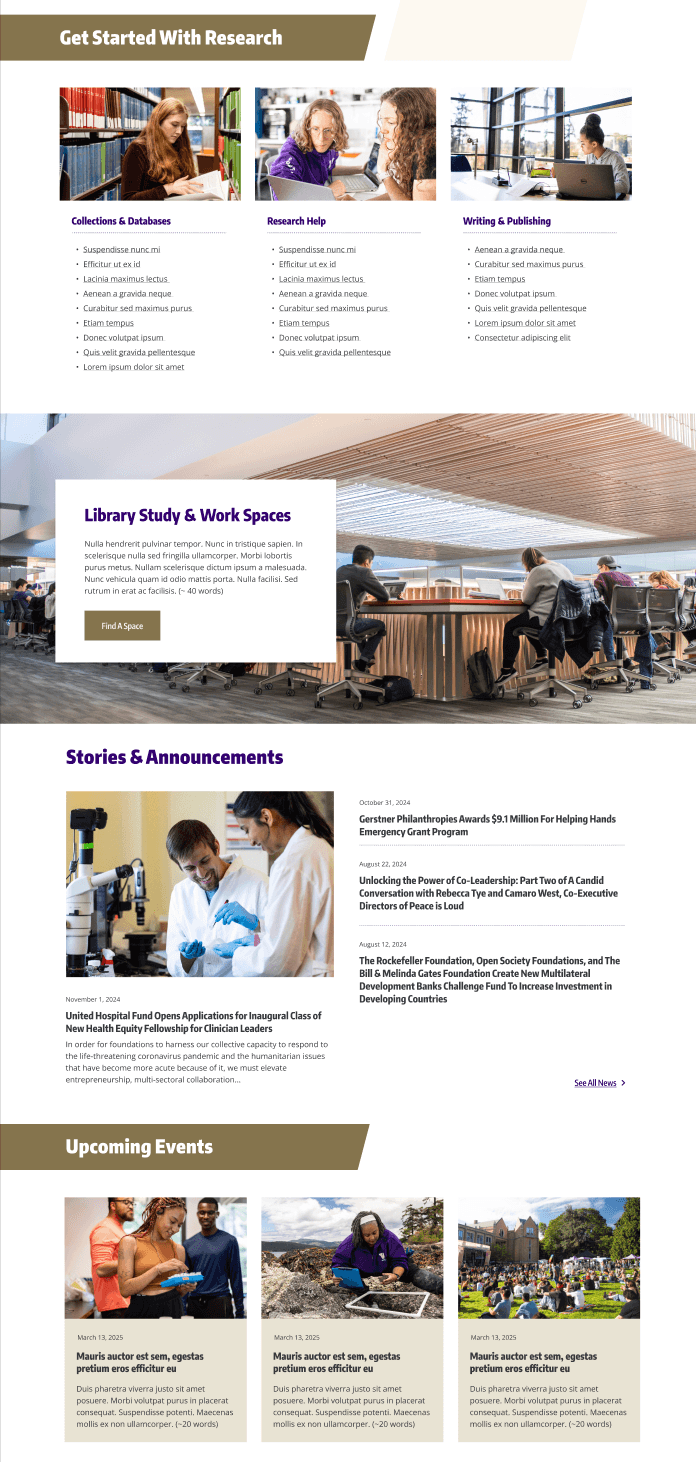 UW Libraries redesigned secondary page